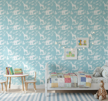Carta da parati cameretta elefanti e giraffe - TenStickers