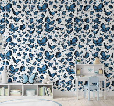 Carta da parati cameretta farfalla blu - TenStickers