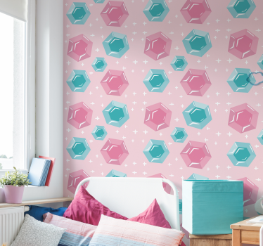 Carta da parati bambini gemme dai colori gioiello geometrici - TenStickers