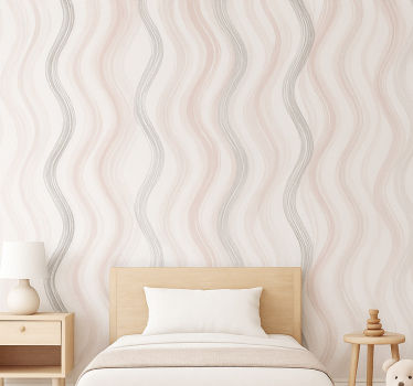 Carta da parati cameretta linee acquerello grigio e rosa - TenStickers