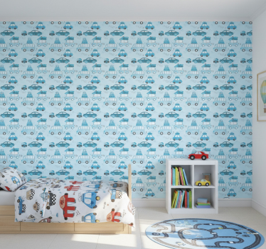 Carta da parati cameretta motivo auto blu - TenStickers