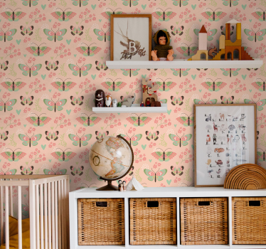 Carta da parati cameretta motivo farfalle rosa - TenStickers