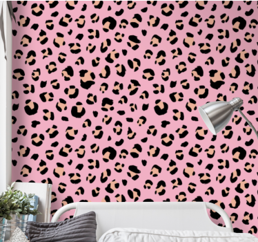 Carta da parati cameretta Motivo leopardo acquerello nero e rosa - TenStickers