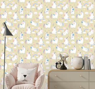 Carta da parati cameretta Motivo unicorno felice - TenStickers