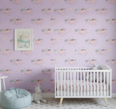 Carta da parati cameretta pattern unicorni danzerini - TenStickers