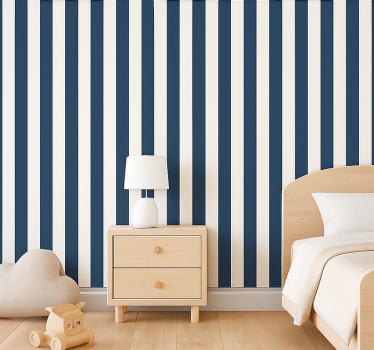 Carta da parati cameretta righe spesse blu e bianche - TenStickers