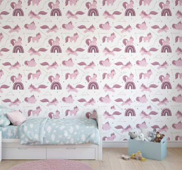 Carta da parati cameretta unicorni divertenti e costellazioni - TenStickers