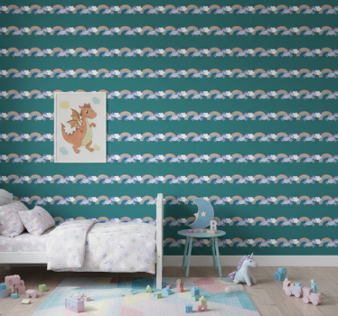 Carta da parati cameretta unicorni e arcobaleni - TenStickers