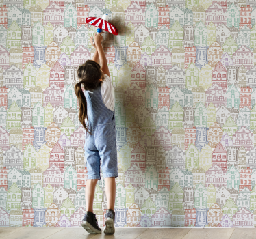 Carta da parati città modelli di case colorate - TenStickers