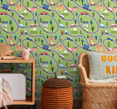Carta da parati città scena di strada tortuosa - TenStickers
