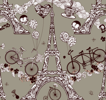 Carta da parati città vignette parigine - TenStickers