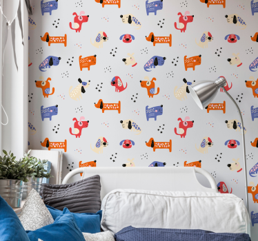 Carta da parati con animali Cani illustrati - TenStickers