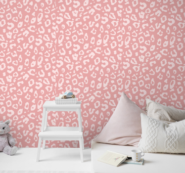 Carta da parati leopardata bianca e rosa - TenStickers