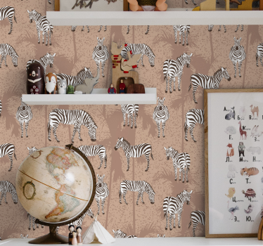 Carta da parati zebra e palme marroni - TenStickers