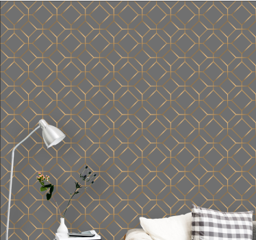 Carta da parati geometrica motivo esagonale oro - TenStickers
