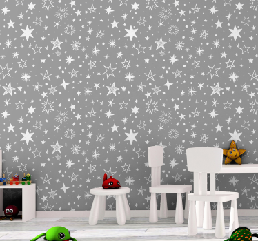 Carta da parati stelle disegnate grigie - TenStickers