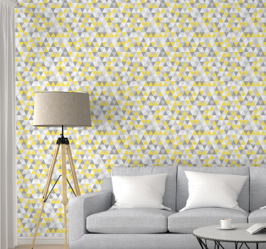 Carta da parati con triangoli gialli e grigi - TenStickers