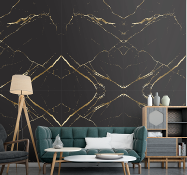 Carta da parati effetto marmo elegante design nero e dorato - TenStickers