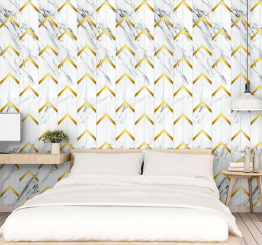 Carta da parati effetto marmo elegante motivo a chevron - TenStickers