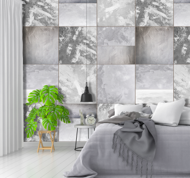 Carta da parati effetto marmo eleganti piastrelle grigie - TenStickers