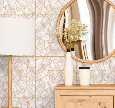 Carta da parati effetto marmo griglia beige di lusso - TenStickers