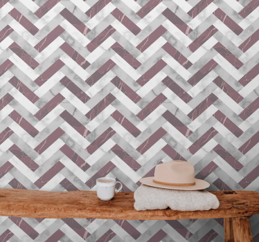Carta da parati effetto marmo motivo a chevron grigio - TenStickers