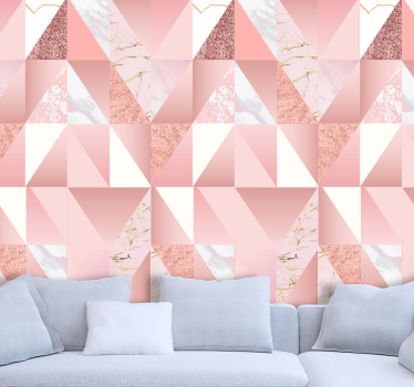 Carta da parati effetto marmo motivo geometrico rosa - TenStickers
