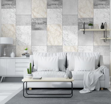 Carta da parati effetto marmo piastrelle quadrati design - TenStickers