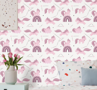 Carta da parati cameretta modello unicorno fantasy - TenStickers