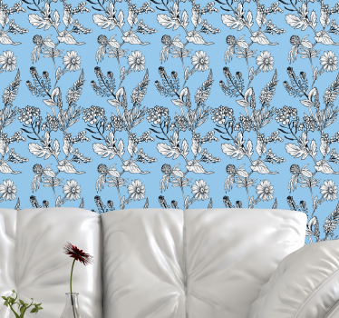 Carta da parati floreale design blu floreale - TenStickers