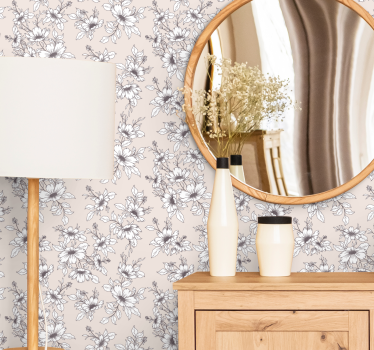 Carta da parati floreale elegante composizione beige - TenStickers