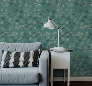 Carta da parati floreale elegante display verde - TenStickers