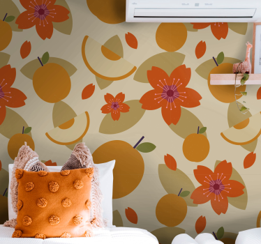 Carta da parati floreale fiori fruttati - TenStickers