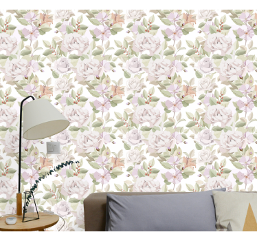 Carta da parati floreale insieme di fiori floreali - TenStickers
