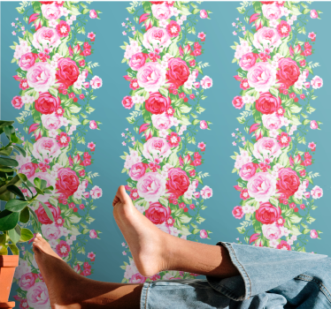 Carta da parati floreale linee verticali di fiori floreali - TenStickers
