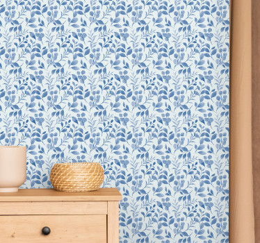 Carta da parati floreale modello di ramo blu - TenStickers