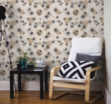 Carta da parati floreale motivo elegante beige fiorito - TenStickers