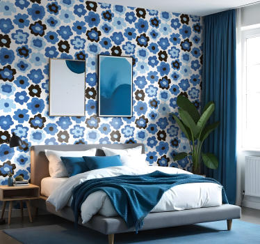 Carta da parati floreale papavero blu - TenStickers