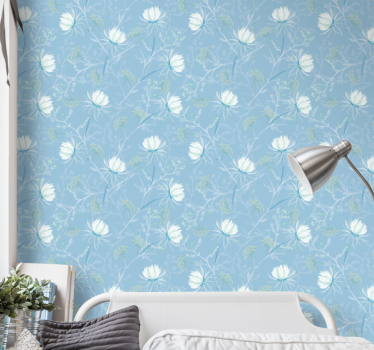 Carta da parati floreale sfondo con motivo blu - TenStickers