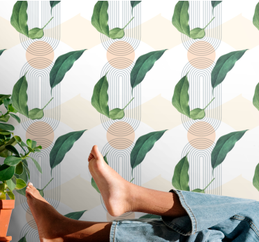 Carta da parati foglie geometrico a foglia - TenStickers