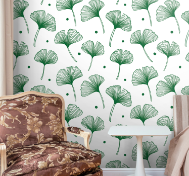 Carta da parati foglie ginkgo verde elegante - TenStickers