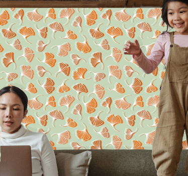 Carta da parati foglie motivo a foglie di gingko - TenStickers