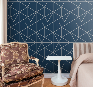 Carta da parati geometrica motivo blu linee sottili - TenStickers