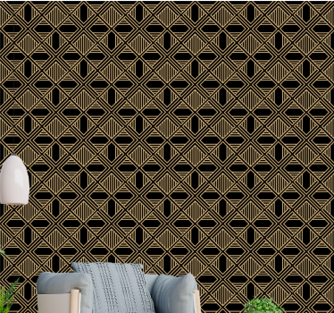 Carta da parati geometrica déco nero e oro - TenStickers