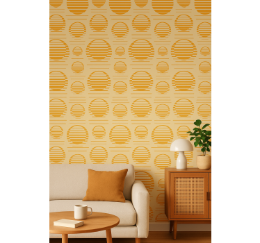 Carta da parati geometrica soli arancioni retro - TenStickers