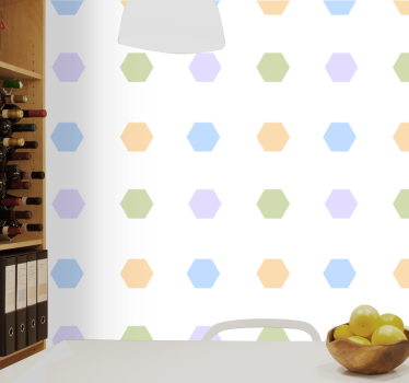 Carta da parati geometrica esagoni pastello - TenStickers