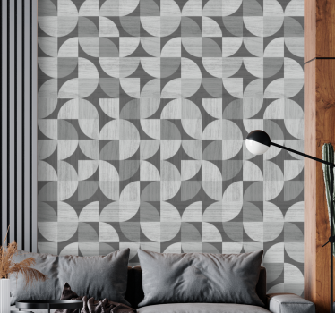 Carta da parati geometrica forme curve astratte grigie - TenStickers