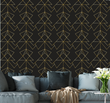 Carta da parati geometrica forme di foglie dorate - TenStickers