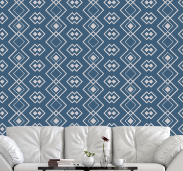 Carta da parati geometrica griglia blu diamante - TenStickers