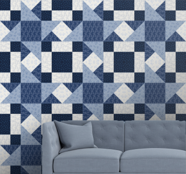 Carta da parati geometrica modello di blocchi blu - TenStickers